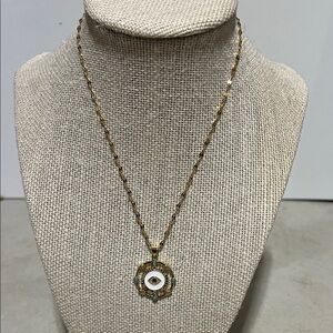 Gold and White Pendant Necklace